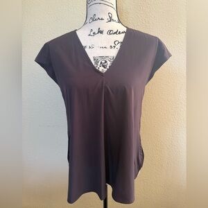 EUC Women Indygena Karui Elegant Flowy V-Neck Mauve Purple Brown Top X-Small
